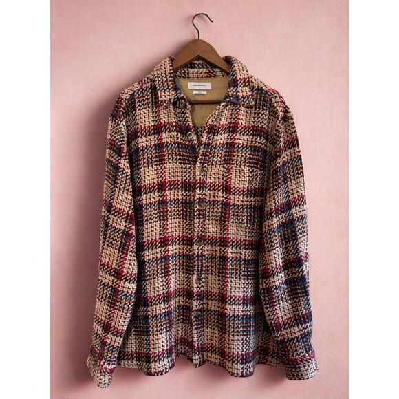 Urban Outfitters Men’s Plaid Knit Shacket Size M | Button Front Fall Overshirt - Picture 1 of 8